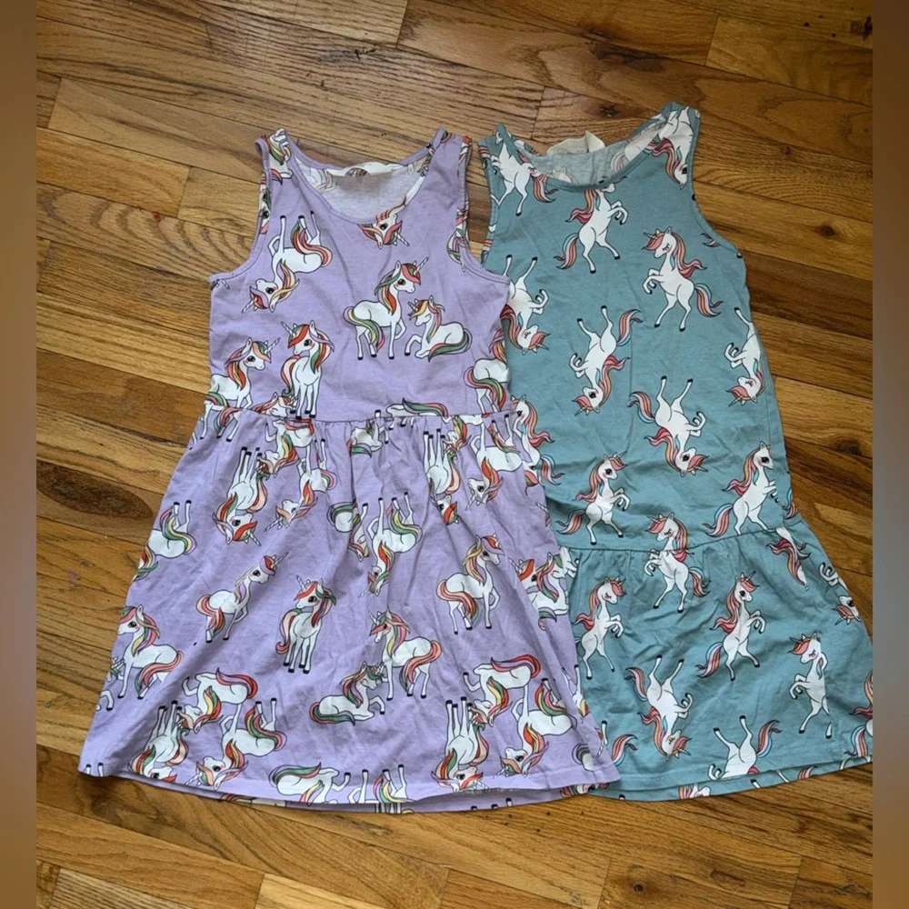 H&M Girls Unicorn Print Sleeveless Dresses Size 8-10